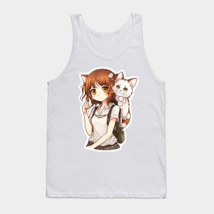 Neko girl with cat anime manga Tank Top